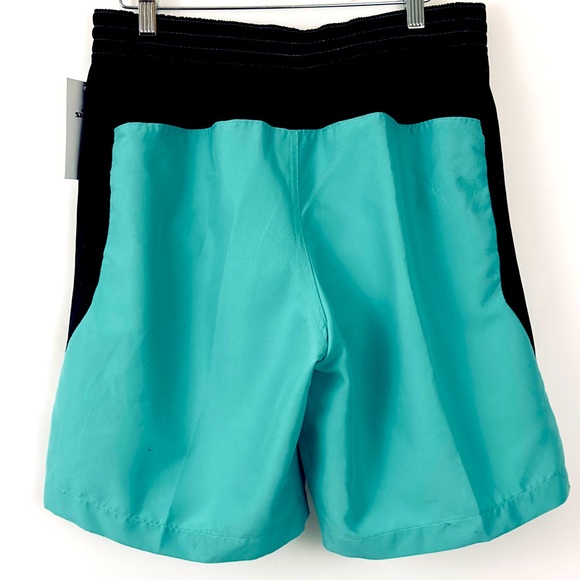 “NIKE” Core Contend 8” Inseam Light Teal - Black &White Stripes Swim Sho… - Picture 4 of 8